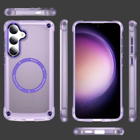 Протиударний чохол Skin Feel TPU + PC MagSafe Magnetic для Samsung Galaxy S25 5G - прозоро-фіолетовий