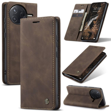 Чохол-книжка CaseMe-013 Multifunctional на Xiaomi Poco F7 Pro / F7 Ultra - кавовий