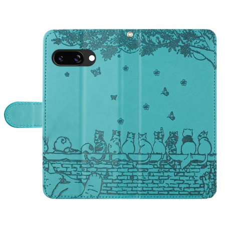 Чохол-книжка Cat Embossing Pattern на Google Pixel 9a - синій
