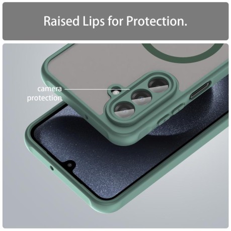Противоударный чехол Fan Dun Series TPU Hybrid PC Frosted Magsafe для Samsung Galaxy A17 5G - зеленый