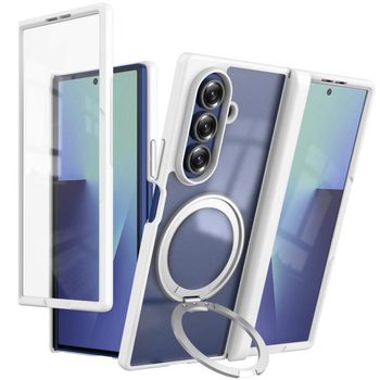 Чохол Escase з магнітним кільцем-тримачем і вбудованою плівкою на Samsung Galaxy Fold8 Ultra 5G — білий