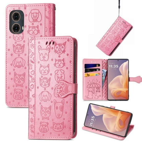 Чехол-книжка Cat and Dog для Motorola Moto G85 - розовый