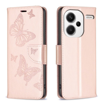 Чохол-книжка Butterflies Pattern на Xiaomi Redmi Note 13 Pro+ - рожеве золото