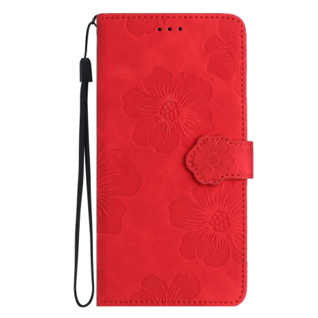 Чехол-книжка Flower Embossing Pattern для Xiaomi Redmi Note 14 4G - красный