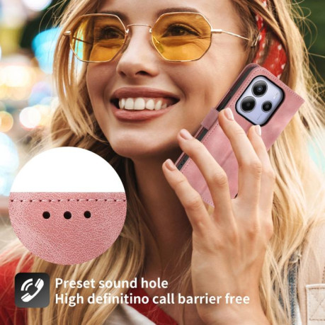 Чохол-книжка Skin-feel Flowers Embossed для Xiaomi Redmi Note 14 4G 164.84mm - рожевий
