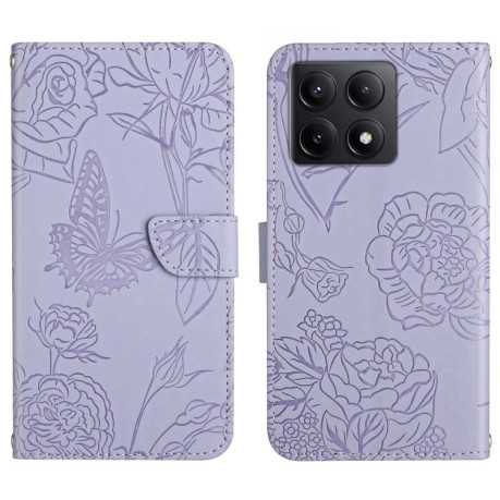 Чохол-книжка Embossed Butterfly для Xiaomi 14T Pro 5G Global - фіолетовий