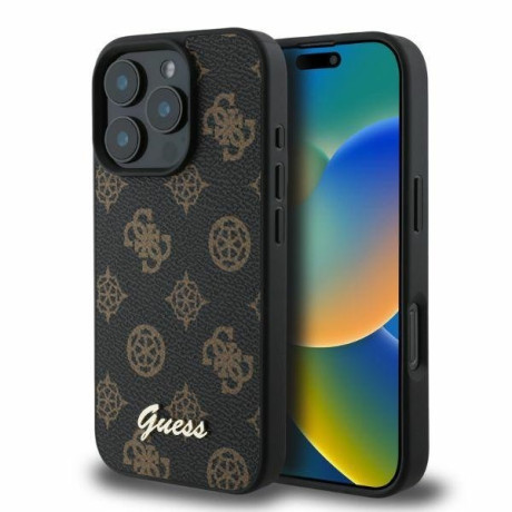 Оригинальный чехол Guess Peony Script MagSafe для iPhone 16 Pro - Black