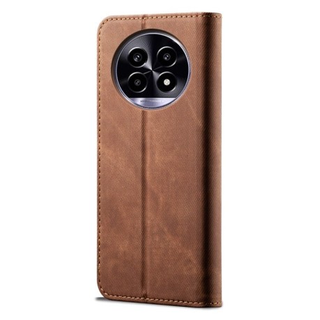 Чехол книжка Denim Texture Casual Style на Realme 13 Pro 5G Global - коричневый
