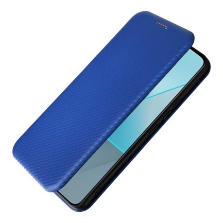 Чехол-книжка Carbon Fiber Texture на Xiaomi Redmi Note 13 Pro 5G/Poco X6 5G - синий