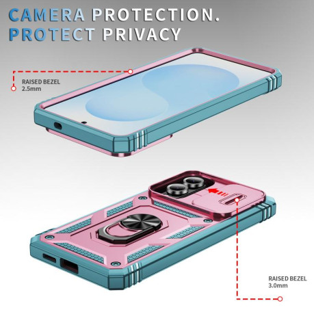 Протиударний чохол Sliding Camshield для Samsung Galaxy S25 Edge 5G - Pink+Green