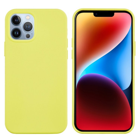 Силиконовый чехол Solid Color Liquid на iPhone 15 Pro Max - светло-желтый