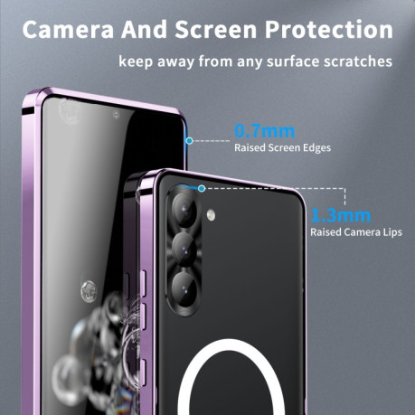 Противоударный чехол Frosted Meta (MagSafe) для Samsung Galaxy S23 5G - фиолетовый