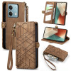 Чехол-книжка Geometric Zipper Wallet Side Buckle Leather для Redmi Note 13 4G - коричневый