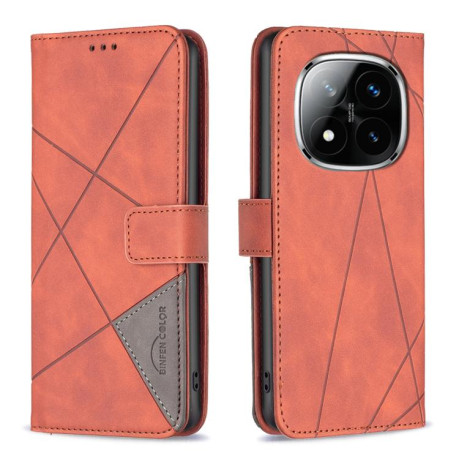 Чехол-книжка Rhombus Texture для Xiaomi  Redmi Note 14 Pro 4G - коричневый