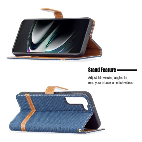 Чехол-книжка Color Matching Denim Texture на Samsung Galaxy S22 Plus 5G - темно-синий