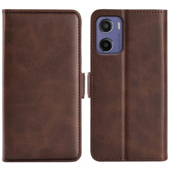 Чехол-книжка с двусторонней магнитной застёжкой на Motorola Moto E15 - коричневый