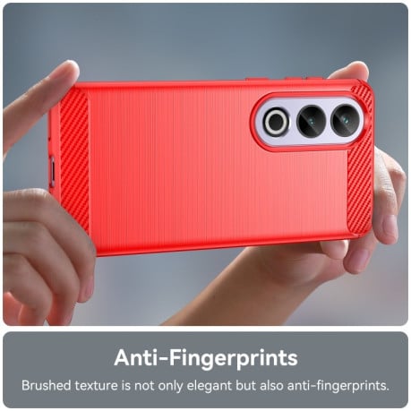Противоударный чехол Brushed Texture Carbon Fiber на OnePlus Ace 3V - красный
