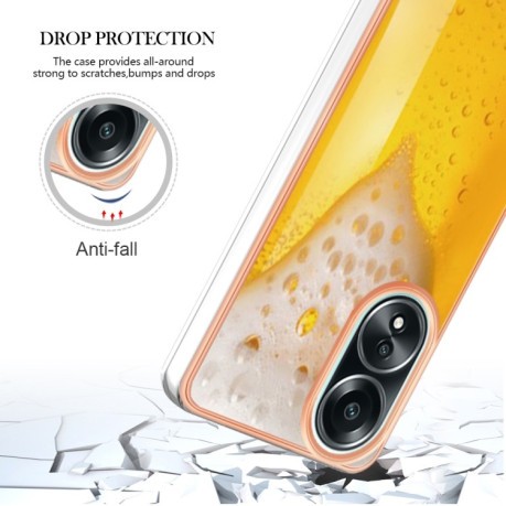Противоударный чехол Electroplating IMD для OPPO A58 4G - Beer