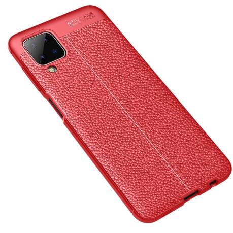 Противоударный чехол Litchi Texture на Samsung Galaxy A12/M12 - красный