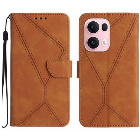 Чохол-книжка Stitching Embossed Leather для OPPO Reno13 Pro Global - коричневий