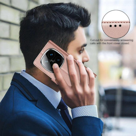 Чехол-книжка Litchi Texture RFID Anti-theft Leather для Xiaomi  Redmi Note 14 Pro 4G - золотой