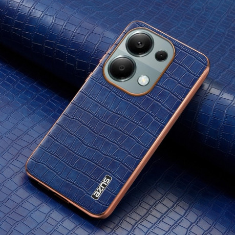 Чехол AZNS Electroplated Frame Crocodile Texture на Xiaomi Redmi Note 14S/ 13 Pro 4G / POCO M6 Pro 4G - синий