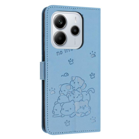 Чохол-книжка Embossed Kitten Phone Leather для Xiaomi Redmi Note 14 4G 164.84mm - синій