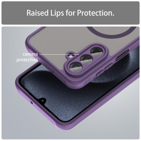 Противоударный чехол Fan Dun Series TPU Hybrid PC Frosted Magsafe для Samsung Galaxy A17 5G - фиолетовый