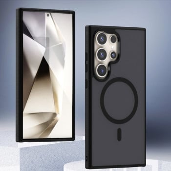 Противоударный чехол Transparent TPU Hybrid PC Magsafe для Samsung Galaxy S25 Ultra 5G - черный