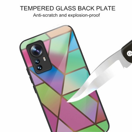 Противоударный стеклянный чехол Marble Pattern Glass на Xiaomi 12 Pro - Rhombus Gradient