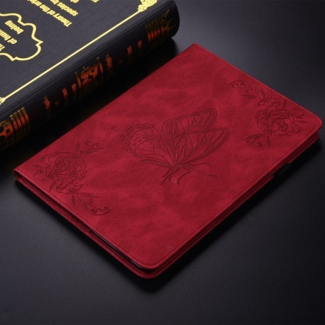 Чехол-книжка Butterfly Flower Embossed Leather на Xiaomi Pad 7 / Pad 7 Pro - красный