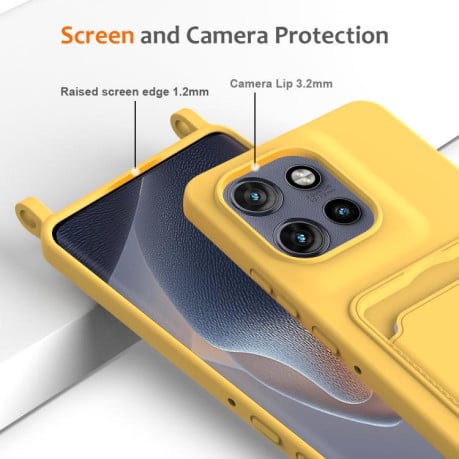 Силиконовый чехол Integrated Card Bag Solid Color Liquid Silicone на Motorola Edge 50 Neo / 60 Neo — жёлтый