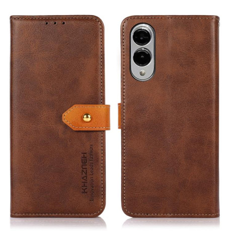 Чохол-книжка KHAZNEH Dual-color Cowhide для Samsung Galaxy S25 Edge 5G - коричневий