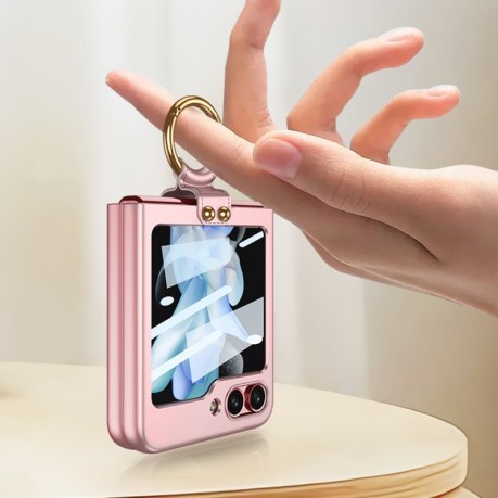 Протиударний чохол GKK Ultra-thin with Ring &amp; Strap для Samsung Galaxy Flip 5 - рожевий