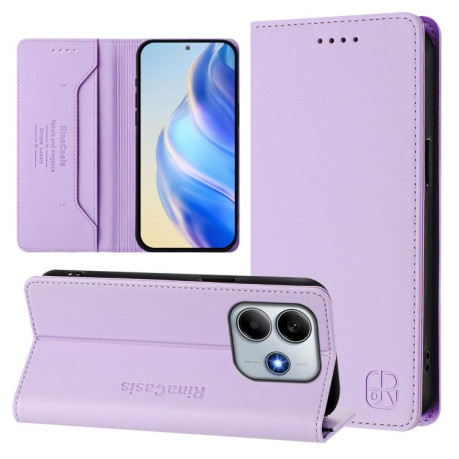 Чехол-книжка RC01 Dual-Folded Magnetic Suction RFID Leather на Xiaomi Poco M7 Pro 5G - фиолетовый