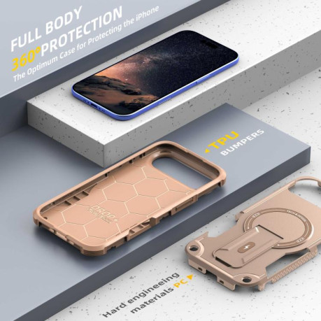 Противоударный чехол Armor Magsafe Holder PC Hybrid TPU для iPhone Air - Gold