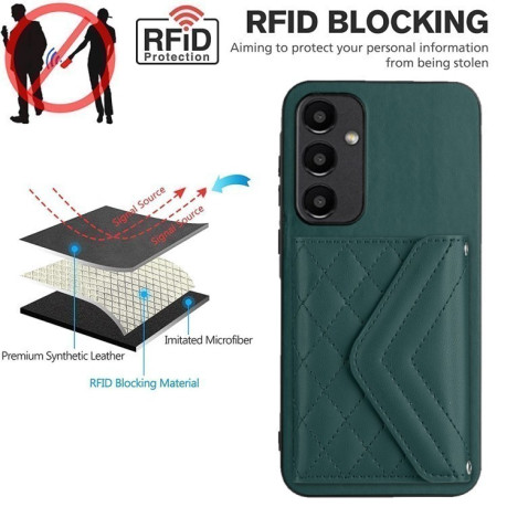 Чохол Rhombic Texture Card Bag RFID для Samsung Galaxy A55 - зелений