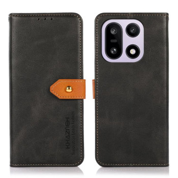 Чехол-книжка KHAZNEH Dual-color с фактурой Cowhide на OnePlus 15 — чёрный