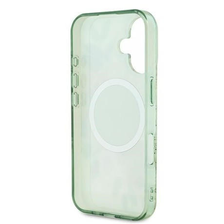 Оригинальный чехол Guess IML Flower &amp; Tonal Circle MagSafe для iPhone 16 - green