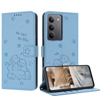 Чохол-книжка Embossed Kitten Phone Leather на Realme C75 / V60 Pro - синій