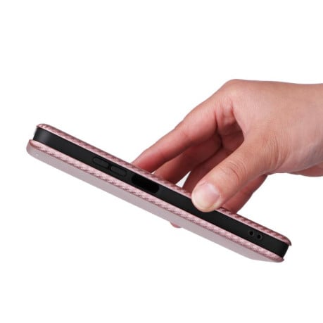 Чехол-книжка Carbon Fiber Texture на Realme C75 4G Global - розовый