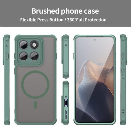 Противоударный чехол Fan Dun Series TPU Hybrid PC Frosted Magsafe для Motorola Edge 60 Pro - зеленый