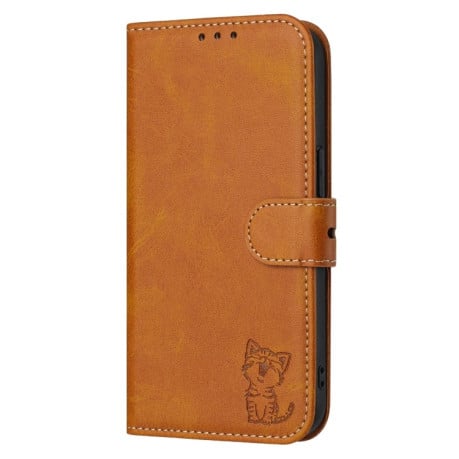 Чехол-книжка Happy Cat Pattern на Samsung Galaxy A26 5G / A17 5G - желтый