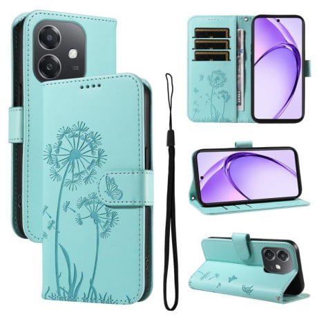 Чехол-книжка с тиснением Dandelion и магнитным хлястиком на OPPO A5X 5G Global - зеленый