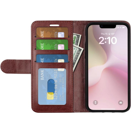 Чехол-книжка R64 Texture Horizontal Flip Leather для iPhone 16e - коричневый