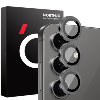 Захисне скло NORTHJO Glitter Camera Lens Protector Tempered Glass Metal Ring для Samsung Galaxy S24 FE 5G - чорне