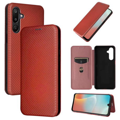 Чехол-книжка Carbon Fiber Texture на Samsung Galaxy M16 5G / F16 5G - коричневый