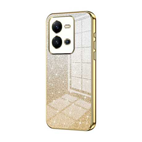 Ударозащитный чехол Gradient Glitter Powder Electroplated на Vivo V25 / V25e - золотой