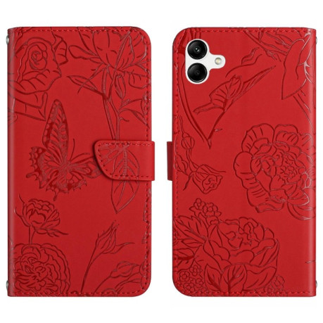 Чехол-книжка Skin Feel Butterfly Embossed для Samsung Galaxy A05 - красный