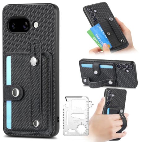 Противоударный чехол Wristband Kickstand Card для  Google Pixel 9a - черный